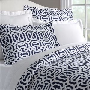 Pottery Barn King Duvet SET trellis geometric